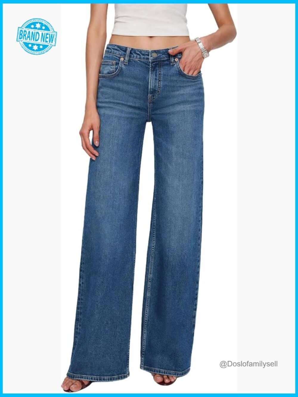 Wide Leg High Waisted Jeans Stretchy Denim Pants Baggy Straight Leg Trendy